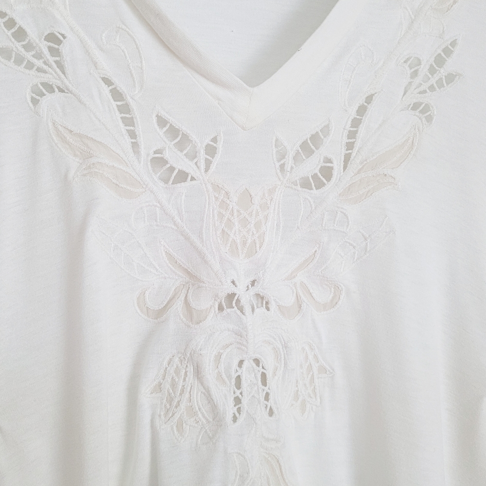 Wilfred | Cream Crochet Lace High Low V Neck Tunic Blouse - XS - Picture 6 of 13